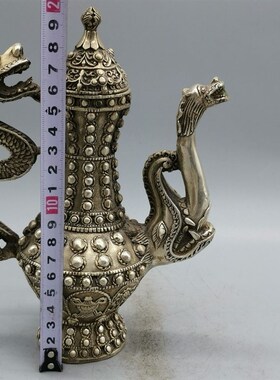 新品古玩铜器收藏白铜t龙壶摆件 象征祥瑞高贵尊荣品相完整