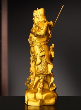 速发纯黄铜忠刀关公武财神铜件摆像提义关公关羽关二爷镇宅工艺品