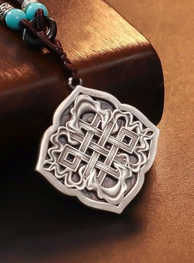 极速西藏纯银金翅大鹏鸟吊坠平安佛像吊牌K藏式风马旗经幡项链装