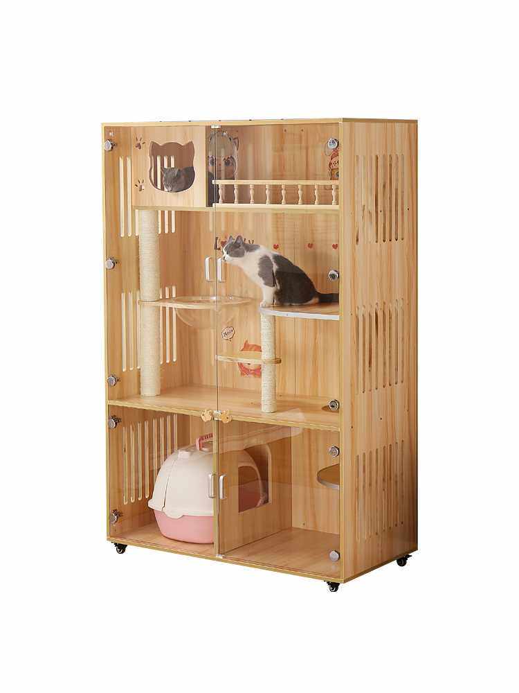 极速新款实木猫别墅实木猫笼猫窝猫房子J猫柜笼家用钢化玻璃猫屋,淘宝优惠券,粉丝福利购,淘宝优惠卷