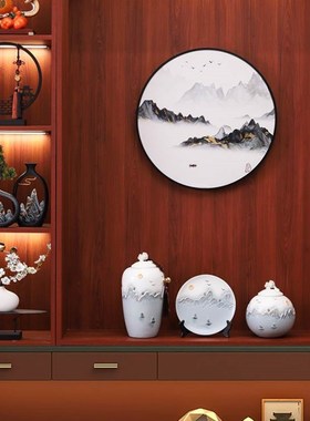 极速新中式中国风博古架客v厅书架玄关酒柜装饰品摆件福禄工艺礼