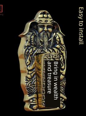 纯黄铜财神爷壁挂式铜炉香炉 炉小型室外门壁挂 挂招财进宝式铜炉