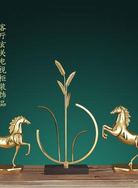 现代轻奢黄铜马到成功装饰品摆件客厅玄关办公室开业礼品创意家居