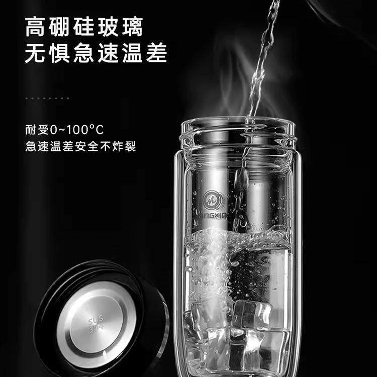 明霞双层鹅蛋大肚杯高硼硅水杯定制LOGO印字男士印字玻璃杯小礼品,淘宝优惠券,粉丝福利购,淘宝优惠卷