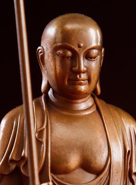 紫铜九华山地藏王菩萨佛像大愿 站立地藏王铜像家用佛堂供奉小佛