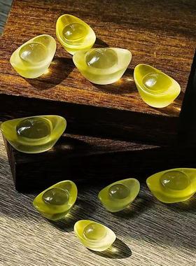 天然黄水晶金元宝摆件小元宝聚宝盆配件客厅装饰品开业乔迁礼品