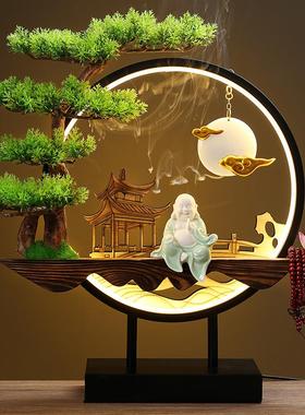 桌面创意新中式禅意摆件灯圈小夜灯家居装饰品客厅办公室开业礼品
