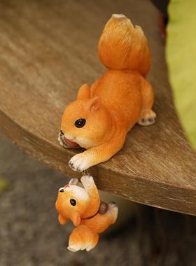 田园风家居桌面装饰小松鼠动物摆件卧室花园阳露台庭院子布置造景