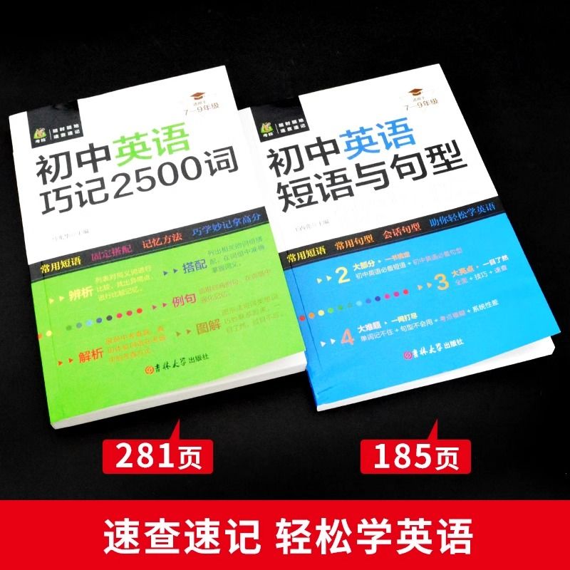 初中英语短语与句型+巧记2500词语法与词汇单词大全专练初一二三年级写作知识点大全7/8/9年级中考阅读理解专项训练资料总复习真题 - 图0