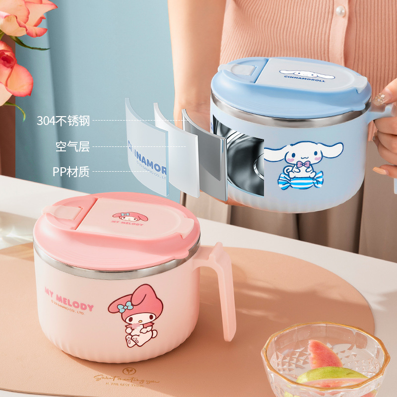 满朝佳新三丽鸥大容量泡面碗带盖宿舍可爱便当盒饭盒专用方便面 - 图2