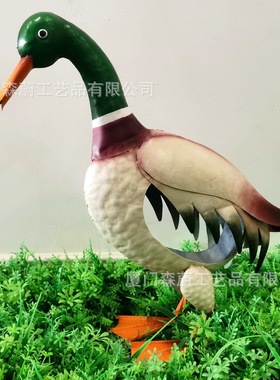 新品發小区造景小清新田园草坪装饰D金属铁艺彩绘可爱创意鸭子摆