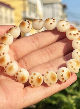 极速高密炭烧猫爪菩提根手串白玉B菩提子手錬小猫爪指尖文玩绕指