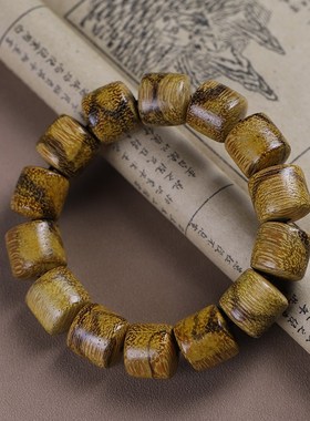 极速绿檀1.5手串刻字佛珠印尼沉香手链男女O士情侣款檀木老型桶珠