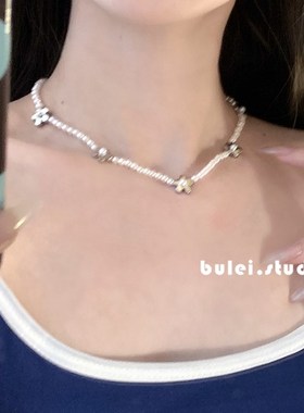 极速花朵珍珠g超仙珍珠花花设计海边出游度假赵露思同款项链锁骨