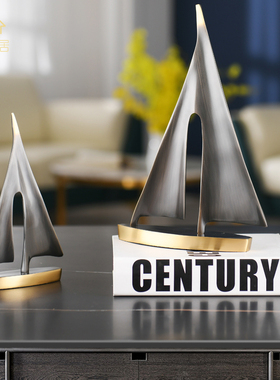 极速一帆风顺帆船铜摆件北欧轻奢简约家J居客厅办公室桌面开业乔