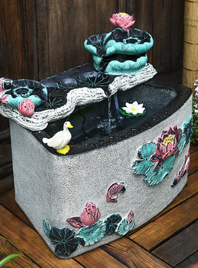 新品庭院花园布置阳台造景入户花园E装饰水景流水摆件成品鱼池水