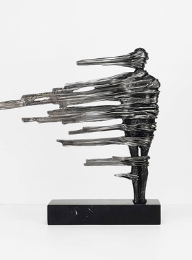 极速现代a简约欧式轻奢黑色金属镂空人像摆件雕塑样板房售楼处软