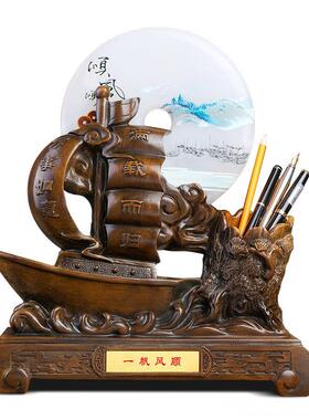 新品。老师开业笔筒送帆船摆件办公室装饰品创意一V帆风顺领导礼