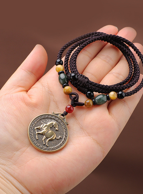 极速黄铜十二生肖复m古项链长版吊坠民族风本命年毛衣炼男女百搭