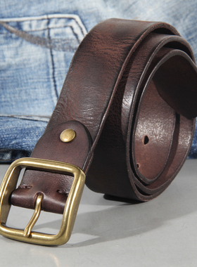极速3.8cm Belt Male Leather CoppeDr Buckle Handmade First Pu