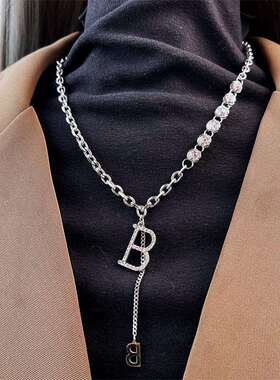 极速Letter B titannium steel necklace simple personality dia