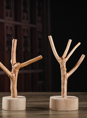 新品泰国芒果木雕创意实木树枝杯架首饰架桌N面收纳架东南亚家居