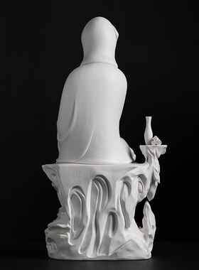 新品戴玉a堂陶瓷坐岩自在观音菩萨省级大师林建平供奉家用客厅收