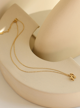 极速包邮!钛h钢镀14金可爱小狮子童趣项链锁骨链0.02