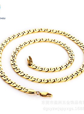 极速Titanium Steel Gold Hip Hop CDuban Chain Japanese Word H