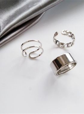 极速Hiphop/Rock Metal Geometry Circular PuMnk Rings Set Open