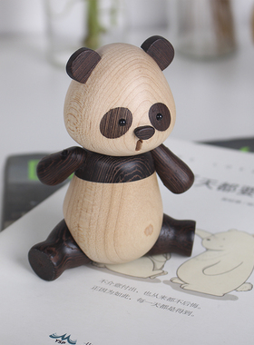 新品熊猫胖达/创木工坊中国元素国宝手工玩偶摆件实W木工艺儿童礼
