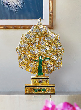 新品泰国菩提树叶桌面木质摆件东南亚风格家M居装饰品茶室复古禅