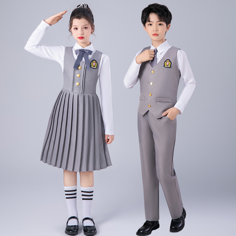 儿童大合唱演出服英伦学院风校服班服幼儿园服装中小学生朗诵表演