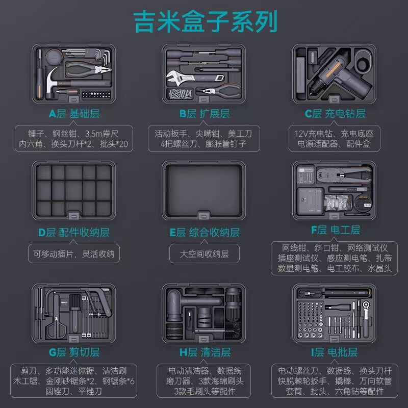 吉米家居X1-E家用收纳空箱 五金电工手提式杂物存储杂物盒