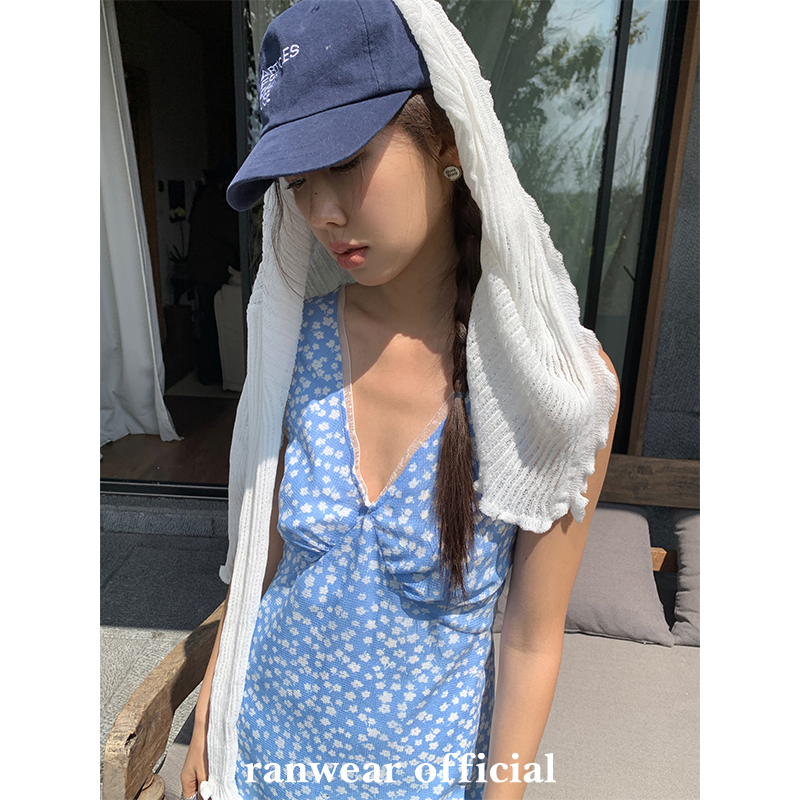 Ranwear私服！泡沫之夏 独家复古春夏碎花裙女V领短款背心连衣裙