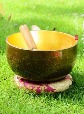 藏村手工紫金钵 瑜伽冥想音疗颂钵疗愈工具 静心钵铜罄钵音碗摆件