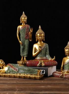 东南亚风情泰国特色释迦牟尼卧佛佛像泰式餐厅玄关装饰品车载摆件