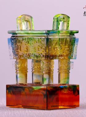 琉璃鼎摆件鼎盛千秋招财开业乔迁礼物工艺礼品定制玄关装饰办公室