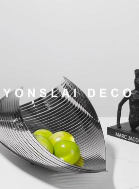 简约现代轻奢金属不锈钢果盘创意艺术软装饰品样板房间售楼处摆件