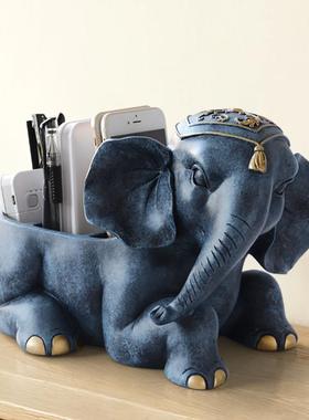 简约现代北欧大象遥控器收纳盒摆件创意家居客厅茶几桌面装饰摆设