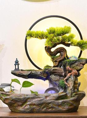 风水轮招财流水喷泉水车景观生财桌面办公室假山水景循环水摆件