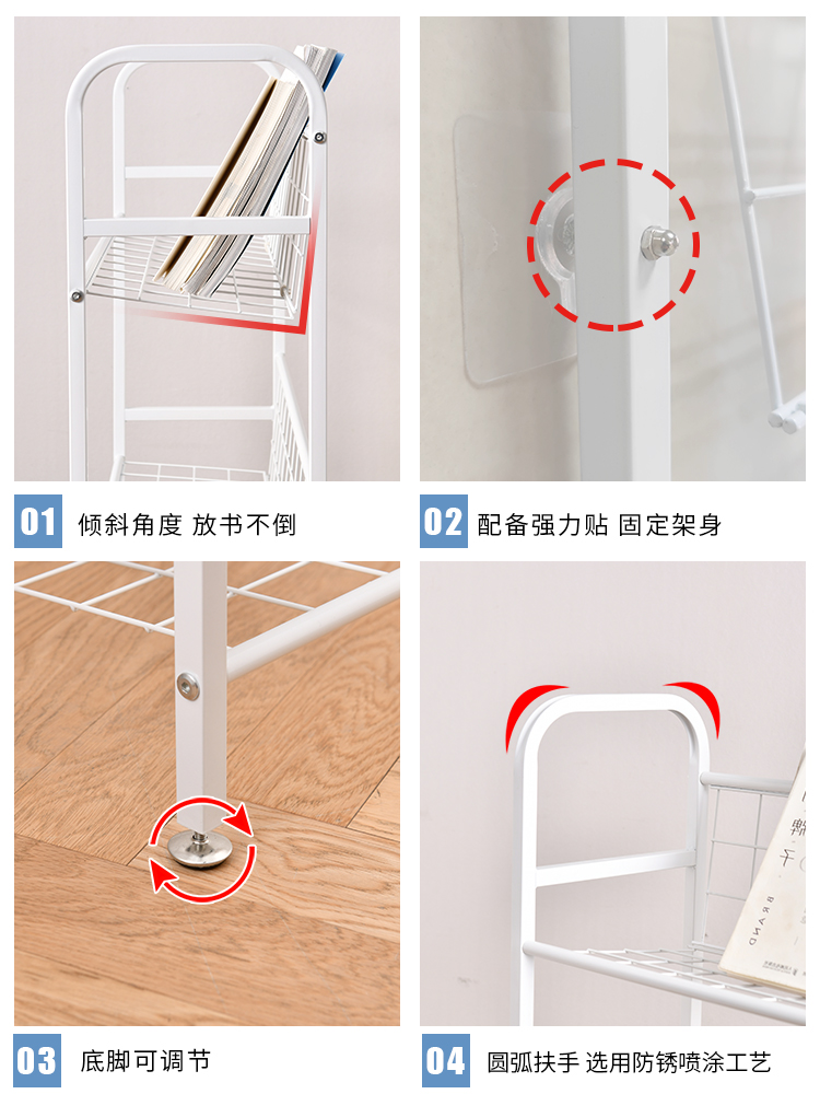 宜家书架落地置物架儿童简易小书柜学生家用客厅书本收纳架子铁艺-图2