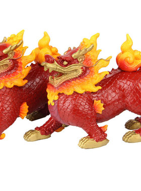 速发 彩对铜故宫铜麟摆件一绘 麒麒麟摆件