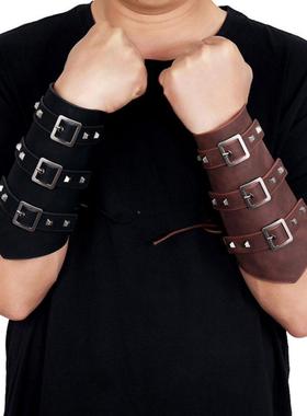 Punk Hip Hop 1Pc Cosplay Leather Armor Arm Viking Bangles Pi