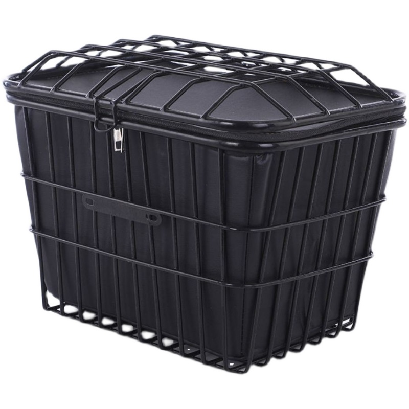 速发电动自行车筐电瓶车篮篓包筐加篮粗加大前筐车书菜篮带盖带锁 - 图3