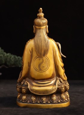 速发黄祖太上老君神像摆件供德太清道奉铜像三清道铜坐莲花铜像