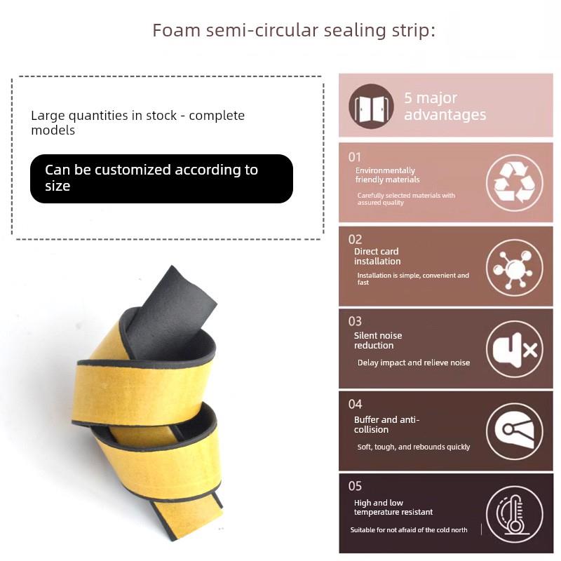 自粘D型半圆胶条配电箱三元乙丙发泡防水实心海绵橡胶密封条50米 - 图2