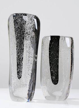 轻奢极简灰色气泡艺术玻璃玻璃花瓶高档客厅样板间售楼部装饰花器