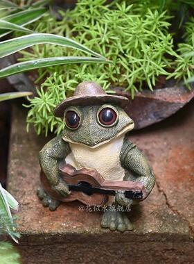 青蛙摆件阳台桌面创意微景观庭院花园可爱彷真动物雕塑办公桌装饰