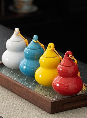 黄色陶瓷葫芦卫生间厨房在西北葫芦摆件火烧天R门五行补角葫芦装